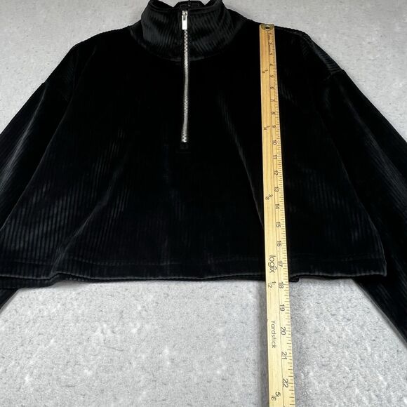 Fabletics Plush Rib Cropped Sweatshirt Wide Leg Pants Matching Set Size ML Black - Picture 7 of 16